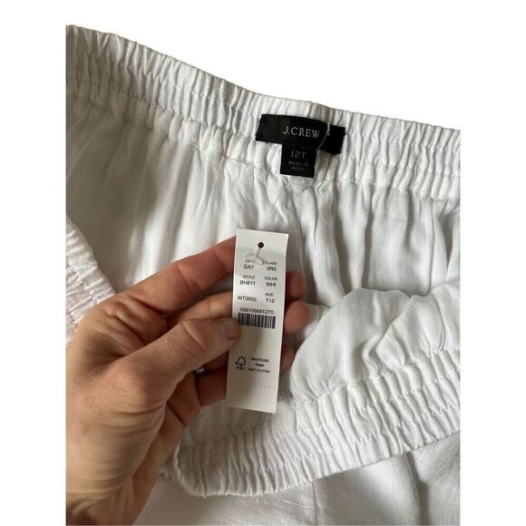 NEW J.Crew Tall Linen Lined Pants White Pull On size 12 - Picture 3 of 10